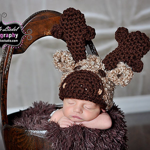 Moose Baby Hat, Baby Photography Prop, Halloween Costume, Kids And Baby Fall, Newborn Moose Outfit, Baby Beanie Hat, Reindeer Baby Hat, Gift