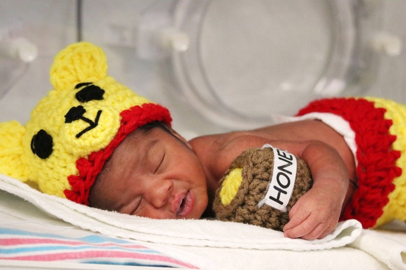 Winnie The Pooh Baby Costume, Kids And Baby Halloween Costume, Newborn Photography Outfit, Pooh Bear Infant Halloween Outfit,Boots,Honey Jar image 2