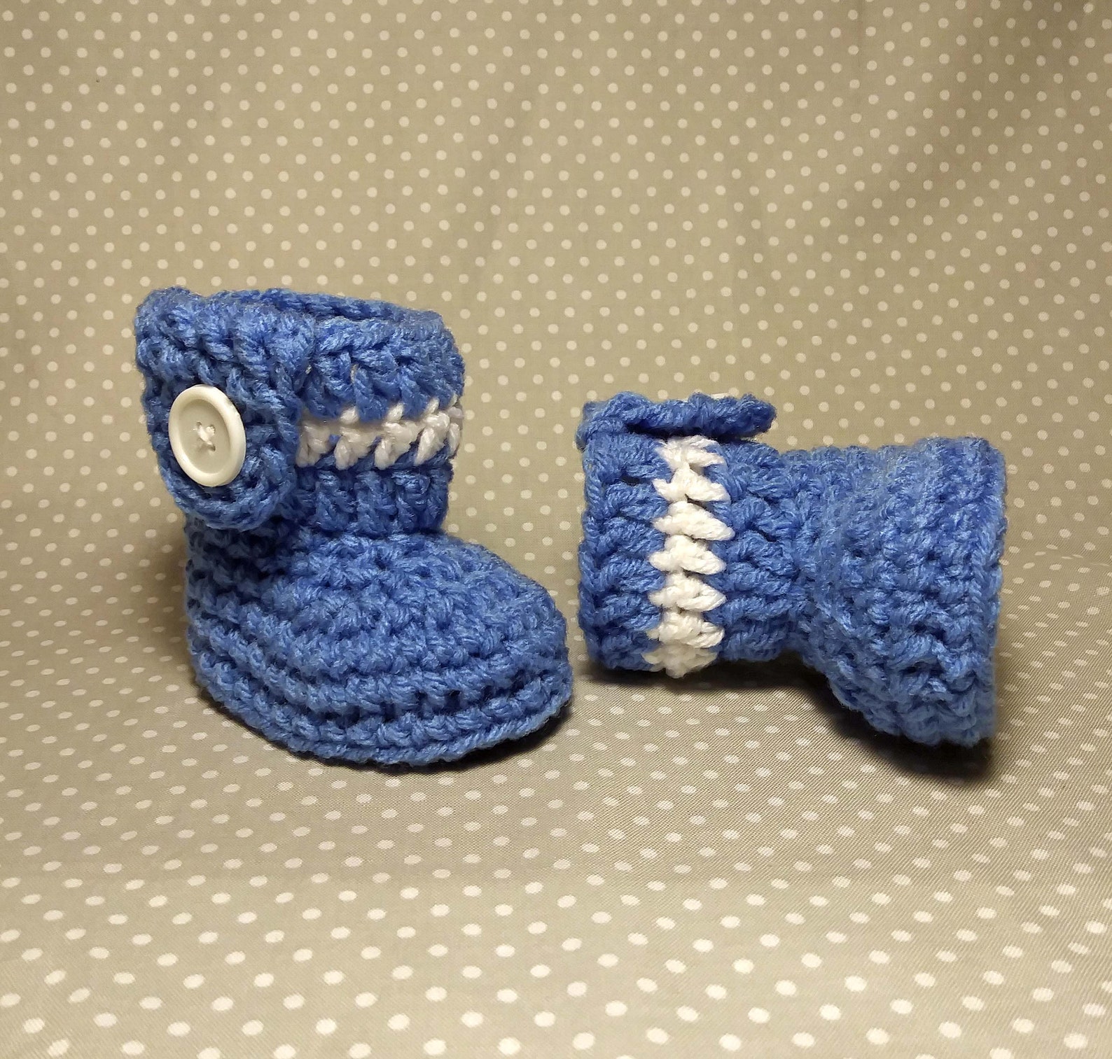 Blue Baby Boy Booties Crochet Baby Slippers Handknitted Baby Etsy