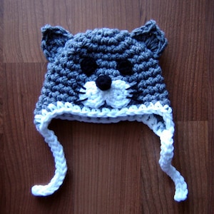 Grey Kitty Baby Hat, Baby Girl Cat Hat, Crochet Newborn Hat, Kitten Baby Beanie, Newborn Photo Prop, Crochet Cat Hat, Animal Infant Hat