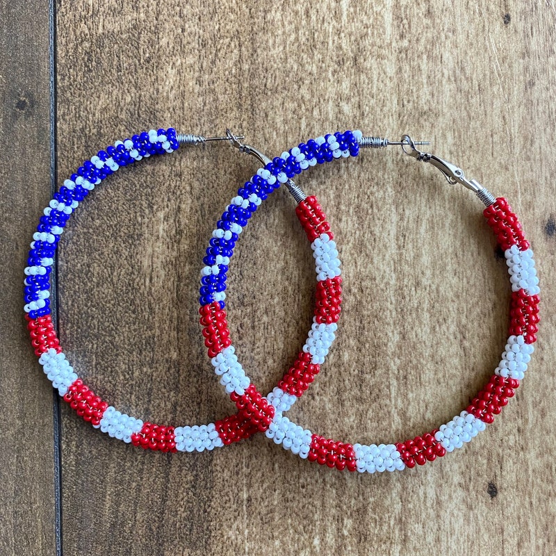 American Flag Beaded Earrings main image 1