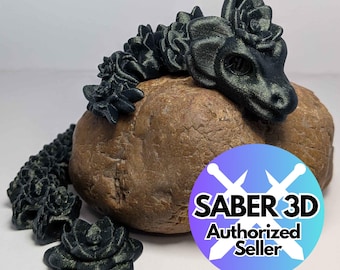 Juguete antiestrés articulado con forma de dragón de loto, decoración de escritorio impresa en 3D, Saber 3D