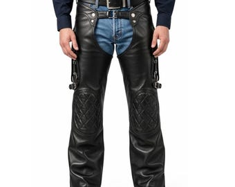 Genuine Brown Leather Chaps for Men | Real Leather Biker Chaps | Custom Fit Leather Gear | Stylish Durable Riding Gear Gift for Him