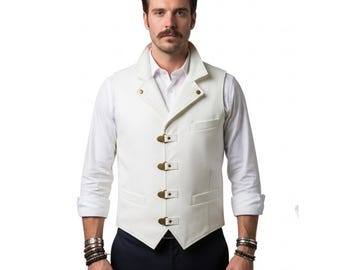 Mens Leather Harness Vest | Handmade Leather Holster Bag | Gothic Steampunk Cosplay Costume - Gift for Him