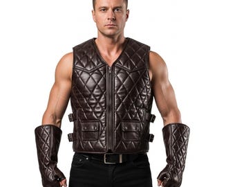 Mens Genuine Leather Vest : Medieval Warrior Armor | Handmade Gothic Vest | LARP Renaissance Top - Gift for Him