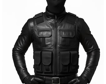 Genuine Leather Tactical Cosplay Outfit - Handmade SWAT Combat Costume for Men - Military Vest & Pants Set -Ghost Call of Duty Inspired Gear