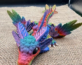 Axolotl Dragon – Articulated Fantasy Creature, Winged or Wingless Dragon, Cute Mythical Desk Companion, 3D Printed Collectible