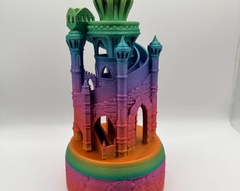 Rainbow Castle Piggy Bank with Spiral Slide | Kids Money Box | Fantasy Bedroom Decor Gift
