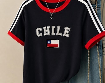 Embroidered Chile T-shirt with Flag