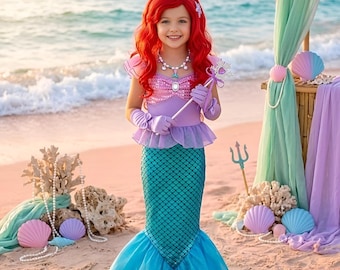 Girls Mermaid Birthday Dress / Toddler Mermaid Party Costume / Under the Sea Dress