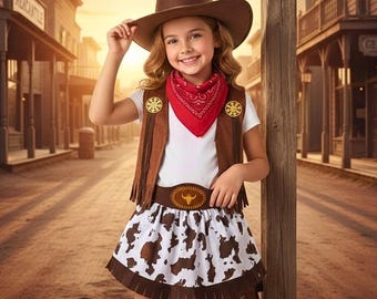 Girls Toy Story Jessie Cowgirl Costume | Kids Cowboy Cosplay Dress Up Outfit | Toddler Halloween Party Outfit