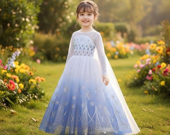 エルサ 雪の女王 女の子用ドレス | アナと雪の女王風プリンセスガウンコスチューム