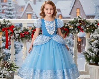 Cinderella Inspired Princess Dress for Girls – Deluxe Birthday Party & Christmas Grown Costume