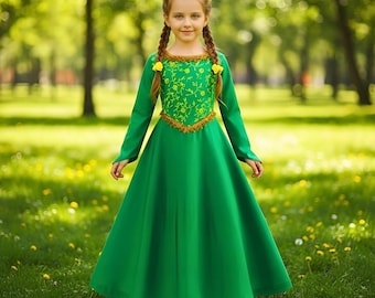 Kids Green Fiona Dress for Girls – Fiona Inspired Costume for Birthday Party & Halloween