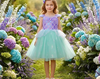 Mermaid Ariel Dress for Kids – Little Princess Mermaid Costume for Girls