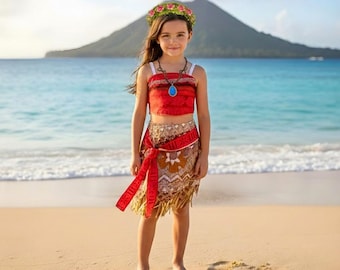 Girls Princess Moana Dress, Toddler Ocean Party Dress Up, Princess Moana Movie Clothing, Halloween Costume Gift