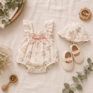 Picossa Romper and Hat Sewing Pattern, Baby Summer Set (0-36 Months) (PDF)