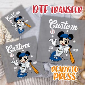 Mickey Mouse1958 Baseball DTF Transfer,Vintage Disney Mouse Baseball DTF Transfer, Retro 1950s Style Mascot Dtf, Classic Ball Game Graphic