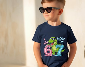 I Was 6 Now I’m 7 Birthday Tshirt, Birthday T-shirt,Birthday Tee ,Six Seven Tshirt,Seven Year Old Milestone Celebration Shirt,Gift for kids,