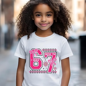 I Was 6 Now I’m 7 Birthday Tshirt, Birthday T-shirt,Birthday Tee ,Six Seven Tshirt,Seven Year Old Milestone Celebration Shirt,Gift for kids,