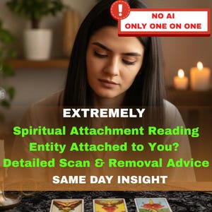 Może przedstawiać: Kobieta z ciemnymi włosami patrzy na karty tarota. Obraz zawiera tekst "EXTREMELY Spiritual Attachment Reading Entity Attached to You? Detailed Scan & Removal Advice SAME DAY INSIGHT" i "NO AI ONLY ONE ON ONE".