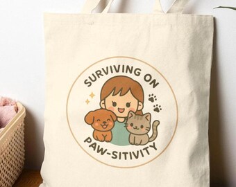 Survival on Paw-sitivity draagtas grappig dierenarts tech cadeau dierenvriend draagtas schattige dierenliefhebber veterinair studententas