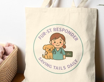 Vet Tech draagtas, bontkraag, dierenvriend cadeau