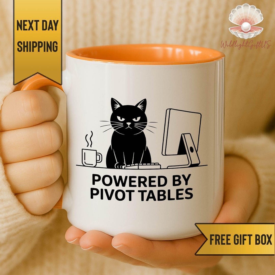 Powered by Pivot Tables Mug, Funny Data Analyst Coffee Mug, Office ...