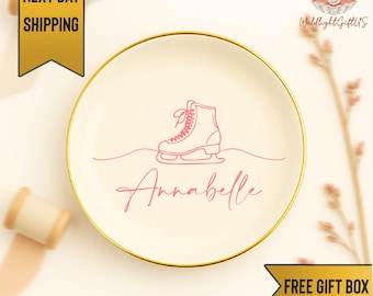 Personalized Ice Skating Ring Dish • Figure Skater Jewelry Tray • Custom Name Gift for Girls • Ice Skate Trinket Dish • Skating Coach Gift