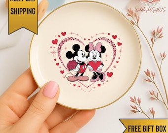 Cute Cartoon Mouse Couple Ring Dish, Valentine Ring Holder, Love Jewelry Tray, Romantic Gift for Couple