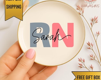 RN Ring Dish Personalized Nurse Ring Holder Custom Name Gift for Nurse Graduation Gift for Her Jewelry Dish Nurse Appreciation Gift