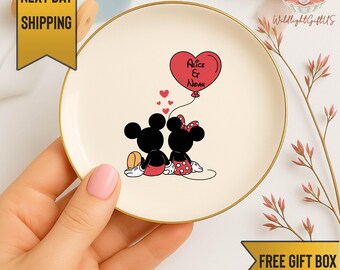 Personalized Couple Ring Dish, Custom Name Jewelry Dish, Romantic Gift for Couple, Engagement Ring Holder, Valentine Gift