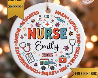 Nurse Ornament Personalized, Custom Nurse Christmas Ornament, Nurse Appreciation Gift, RN Gift, Cute Medical Ornament, Nursing Student Gift