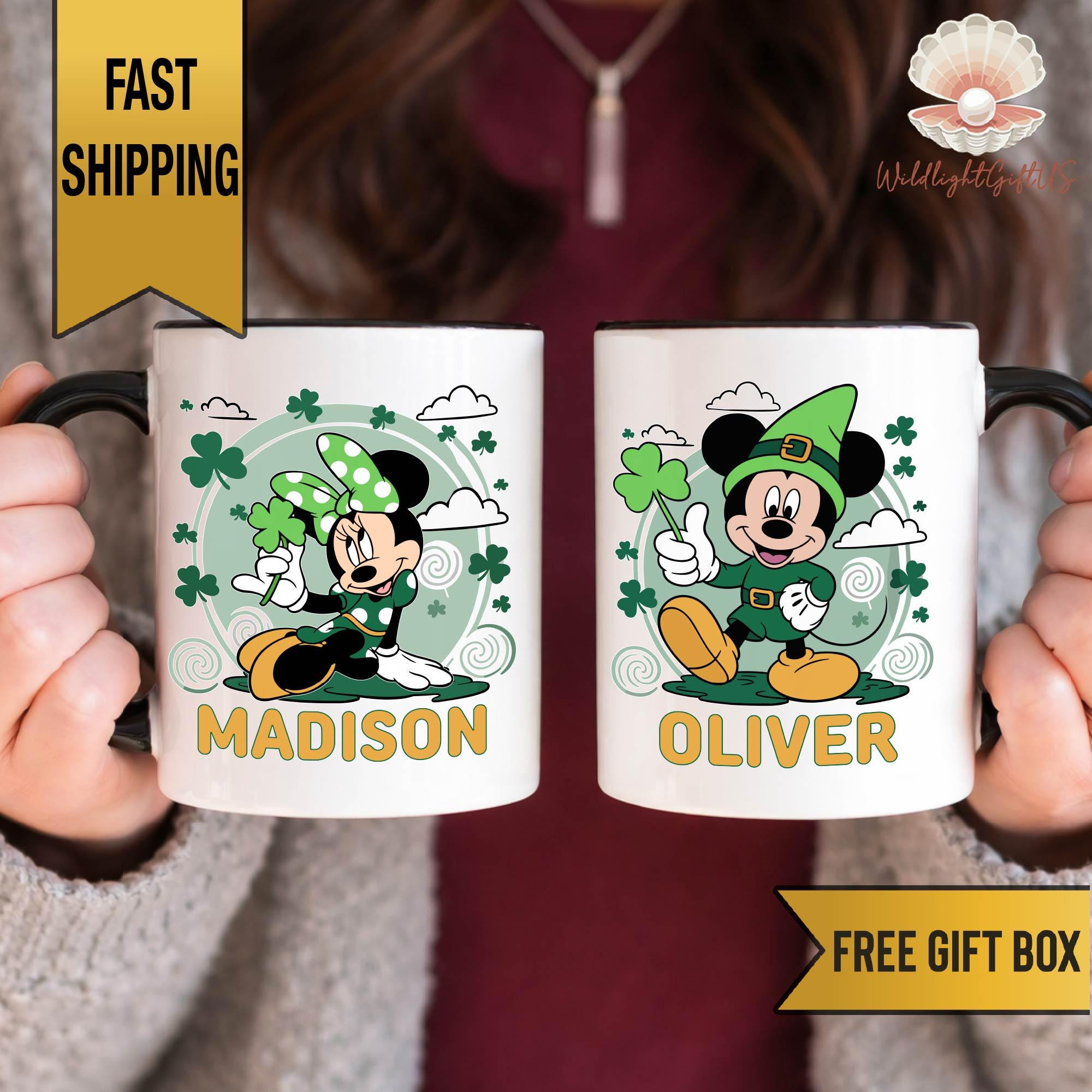Discover Mickey and Minnie St Patricks Day Mug, Personalized Disney Couple Mugs