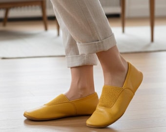 Appartements de luxe aux pieds nus | Chaussures minimalistes de tous les jours | Pantoufles douces | Chaussures parfaites pour la marche et un usage quotidien | Semelle en cuir souple