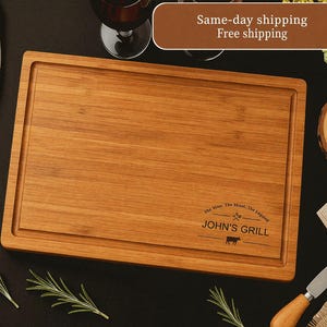 Personalized Bamboo BBQ Cutting Board, Grilling Gift