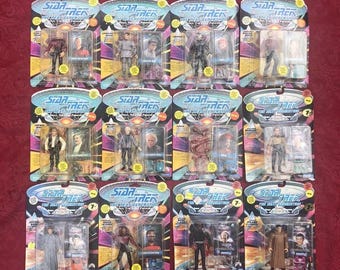 Star Trek Next Generation Vintage Action Figures Lot 12X Picard, Spock, Borg NIB - punched & unpunched