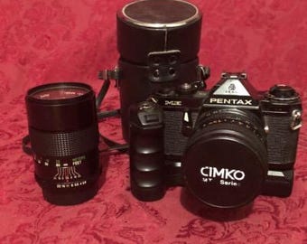 Pentax ME Black 35mm + ME ii winder  Cimko 28-50mm w/ Vivitar 135mm 1:2.8 lenses