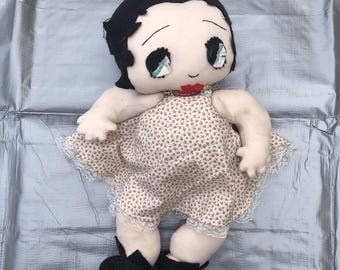 Betty Boop Vintage Plush Doll In Floral Dress Clothes