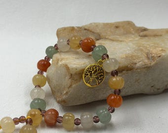Personalized Family Bracelet – Jade & Aventurine Beads with Tree of Life Charm