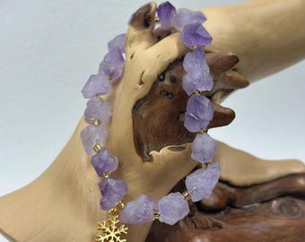 Amethyst Raw Stone Bracelet – Handmade Natural Stone for Daily Calm