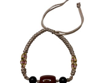 Handmade Minimal Bracelet for Balance & Protection, Adjustable String and Natural Gemstone