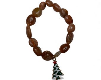 Golden Strawberry Quartz Beaded Bracelet – Handmade with Intention