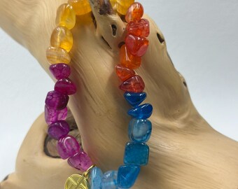 Raw Agate Bracelet – Handmade Grounding & Energizing Jewelry, Mindfulness, Yoga, Gift for Her/ Him