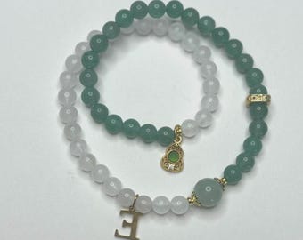 Green Aventurine & White Agate Bracelet, Calming Crystal Jewelry