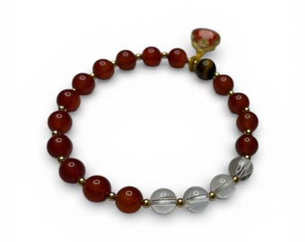 Red Agate Crystal Bracelet with Chinese Hulu Charm | Protection & Balance Energy Bracelet