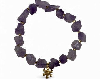 Raw Amethyst & Jade Beaded Bracelet – Handmade with Intention
