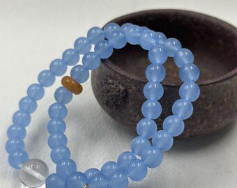 Blue Agate Beaded Bracelet – Calm & Mindful Natural Stone Jewelry