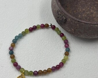 Rainbow Tourmaline Bracelet – Beaded Jewelry, Handmade Family Gift for Emotional Balance