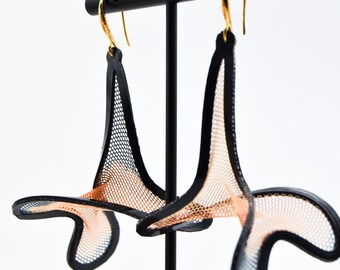 Faye 2 - Pendientes textiles impresos en 3D / Joyas esculturales ligeras
